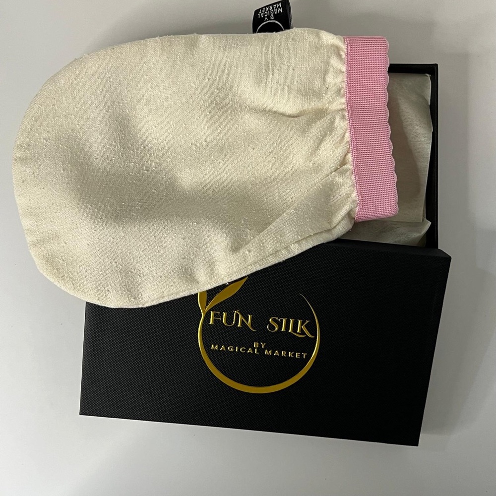 100% Pure Raw Mulberry Silk Korean Exfoliation Scrub Glove Mitt By FUN SILK